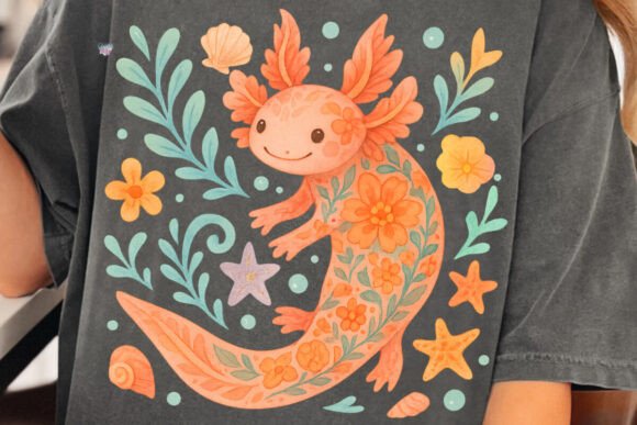 Axolotl Watercolor Popsicle PNG: Matisse-Inspired Summer Art