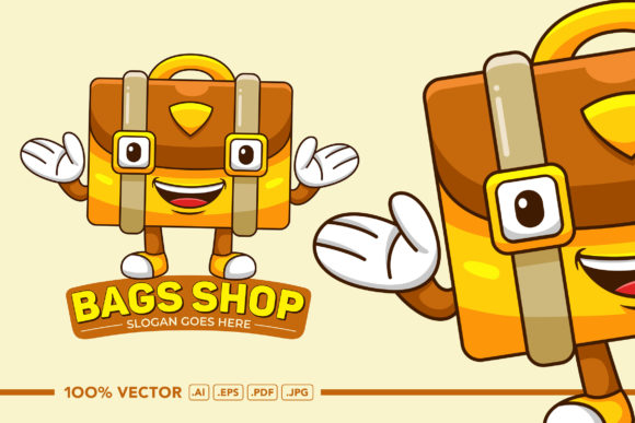 Charming Bags Shop Mascot Logo Vector