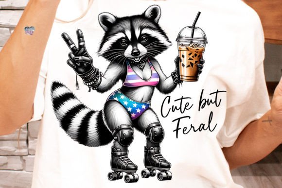 Cute but Feral Raccoon PNG Coffee: Perfect for Your Designs