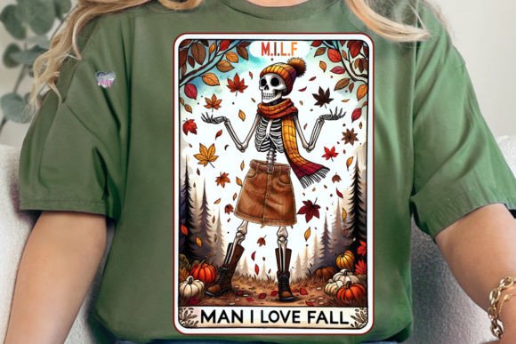 Enchanting Fall Skeleton Tarot Card PNG for Creative Designs