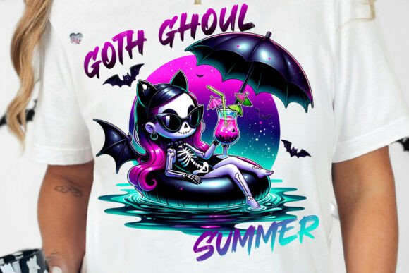 Goth Ghoul Summer PNG: Spooky Beach Design