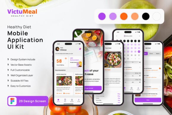 Healthy Diet App Mobile UI KIT: Streamline Your App Design