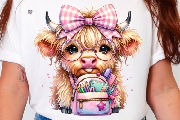 Highland Cow Back to School PNG: Adorable Clipart for Creative Projects