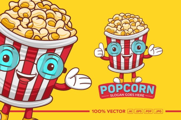 Popcorn Mascot Logo Vector Graphic