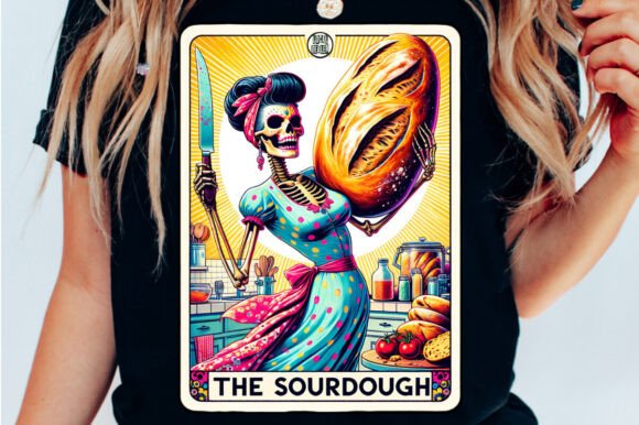 Sassy Sourdough Skeleton: A Unique Tarot Card PNG for Creative Projects