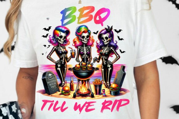 Skeleton Beach BBQ PNG: Spooky Summer Clipart