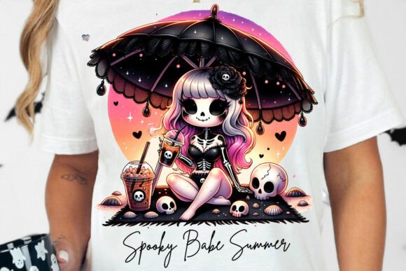Spooky Babe Summer Goth Skeleton PNG: Ultimate Beach Vibes