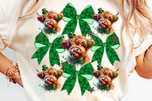 St. Patrick’s Day Coquette Bow Cow PNG: Festive Design Asset