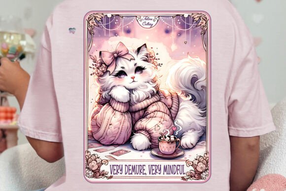 Very Demure Mindful Cat Tarot Card PNG